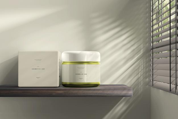 Cosmetic Jar And Box Mockup Psd