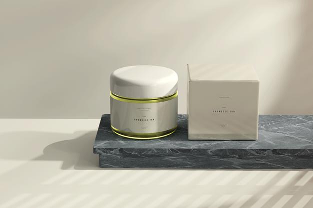 Cosmetic Jar And Box Mockup Psd