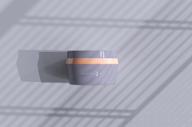 Cosmetic Jar Mockup With Shadows Psd