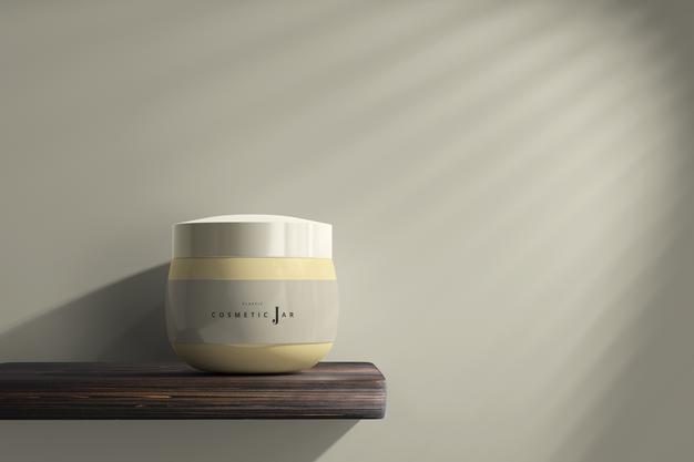 Cosmetic Jar Mockup With Shelf Psd