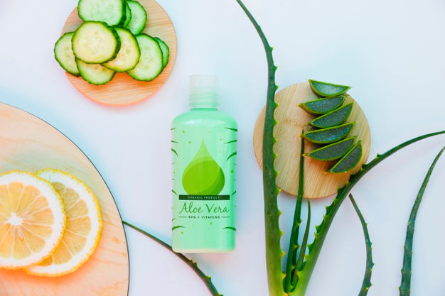 Cosmetic Mock-Up With Fresh Cucumbers Psd