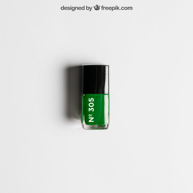 Cosmetic Mockup With Green Nail Polish Psd