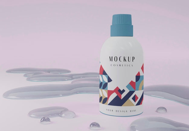 Cosmetic Product And Bubbles Arrangement Psd