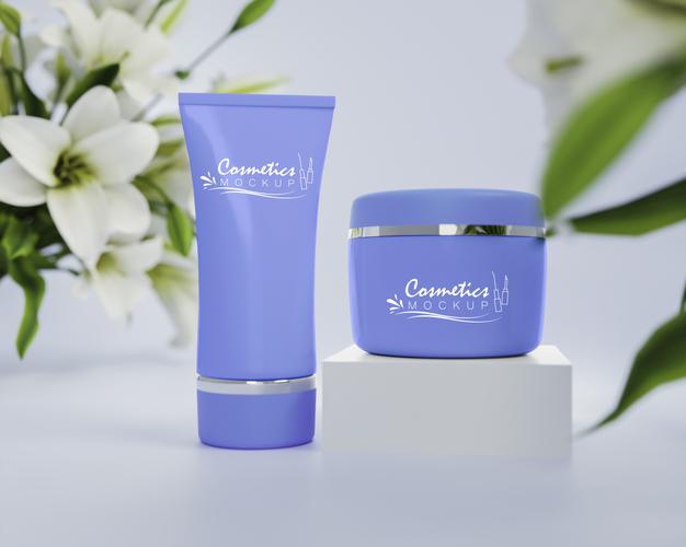 Cosmetic Products Assortment Mockup Psd