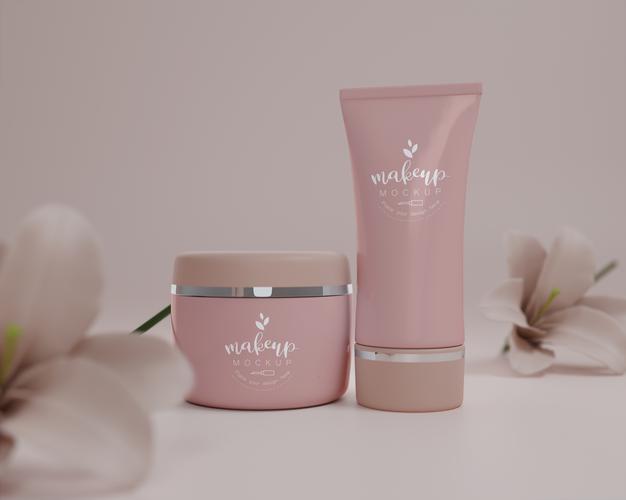 Cosmetic Products Assortment Mockup Psd