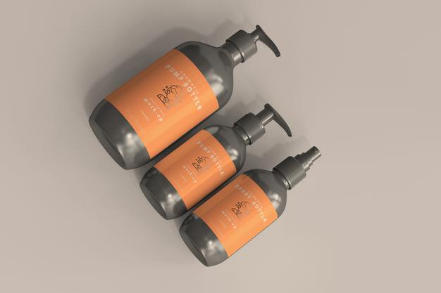 Cosmetic Pump Bottle And Spray Bottle Mockups Psd