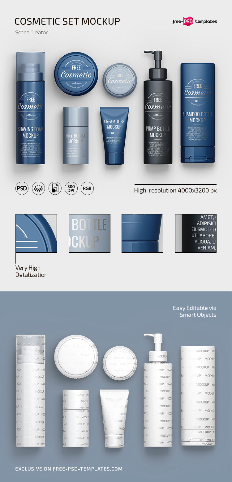 Cosmetic Set Scene Creator Mockup In Psd
