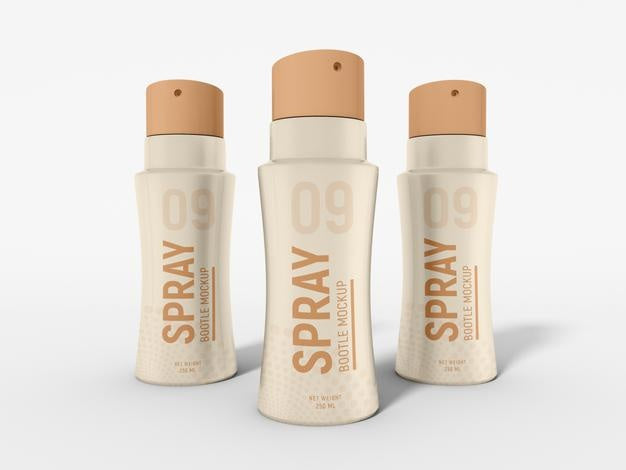 Cosmetic Spray Bottle With Box Mockup Psd