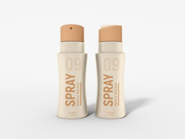 Cosmetic Spray Bottle With Box Mockup Psd