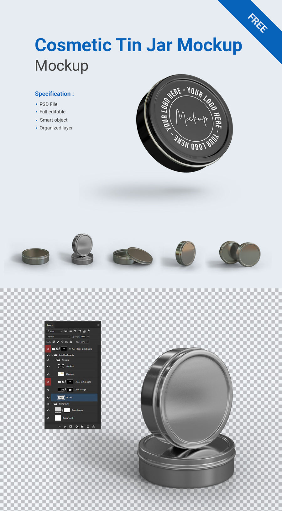 Cosmetic Tin Jar Mockup