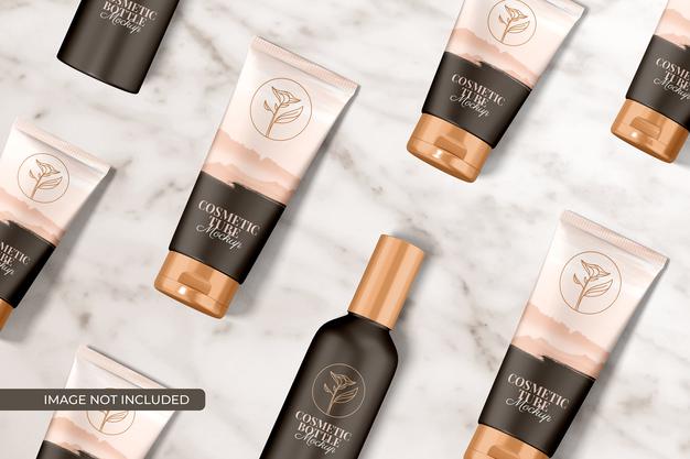 Cosmetic Tube And Bottle Packaging Mockup Psd