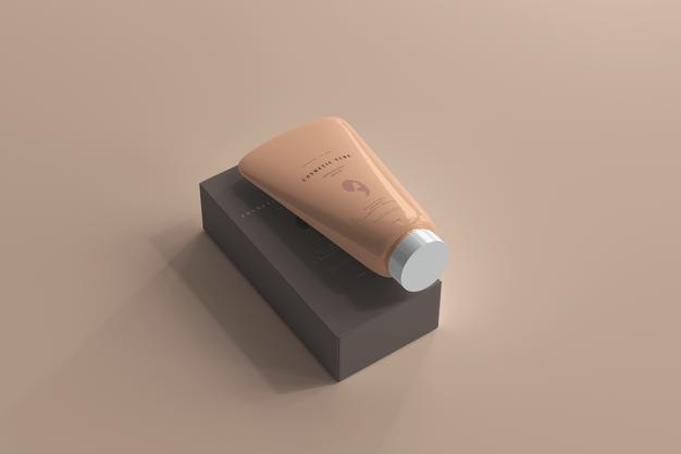 Cosmetic Tube With Box Mockup Psd