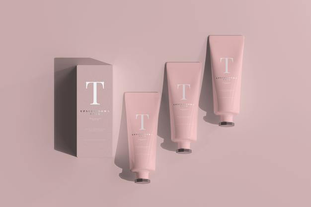 Cosmetic Tube With Box Mockup Psd