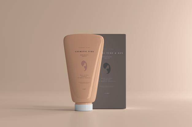 Cosmetic Tube With Box Mockup Psd