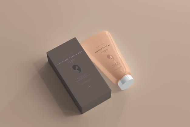 Cosmetic Tube With Box Mockup Psd