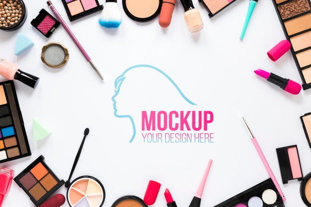 Cosmetics Arrangement Flat Lay Psd
