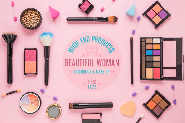 Cosmetics Arrangement Top View Psd
