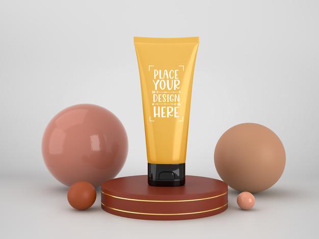 Cosmetics Branding Mockup. Package For Branding And Identity. Ready For Your Design Psd