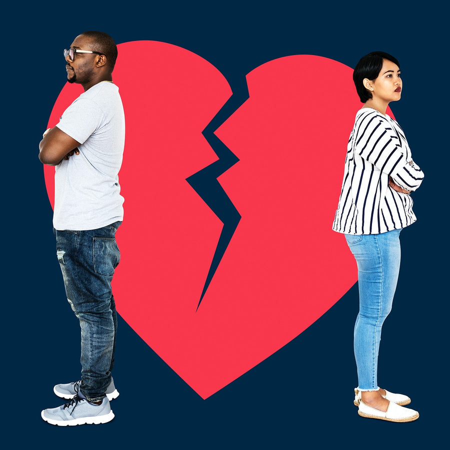 Couple Breaking Up And Turning Their Backs On Each Other