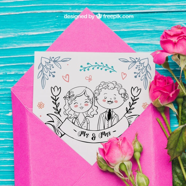 Couple Postcard Concept Psd