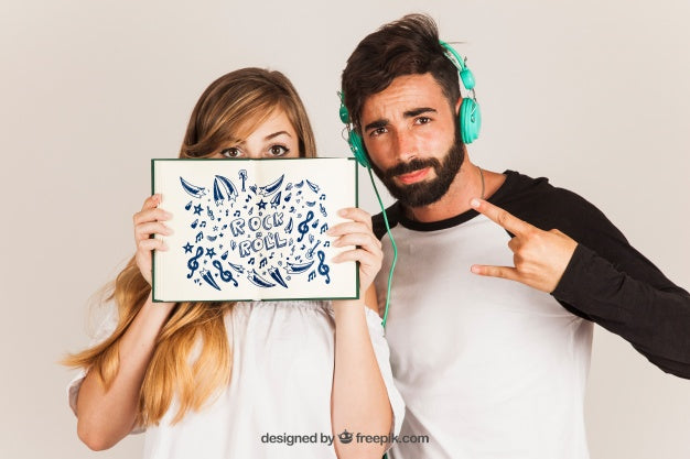 Couple Showing Book Psd