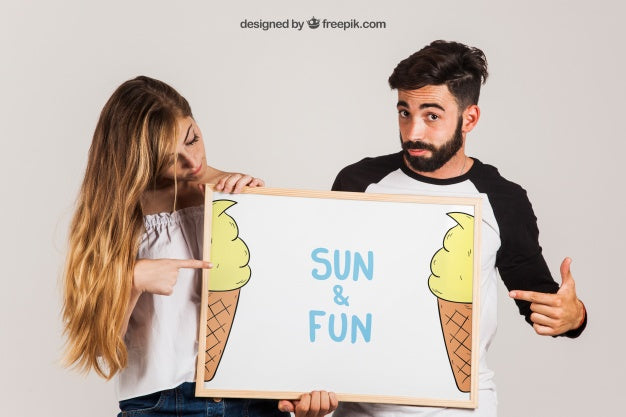Couple Showing Whiteboard Psd