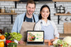 Couple With Healthy Food In The Kitchen Mock-Up Psd