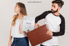 Couple With Suitcase And Paper Psd