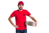 Courier Pizza Boy Holding Boxes Psd