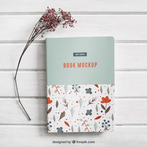 Cover Mock Up And Flower Psd