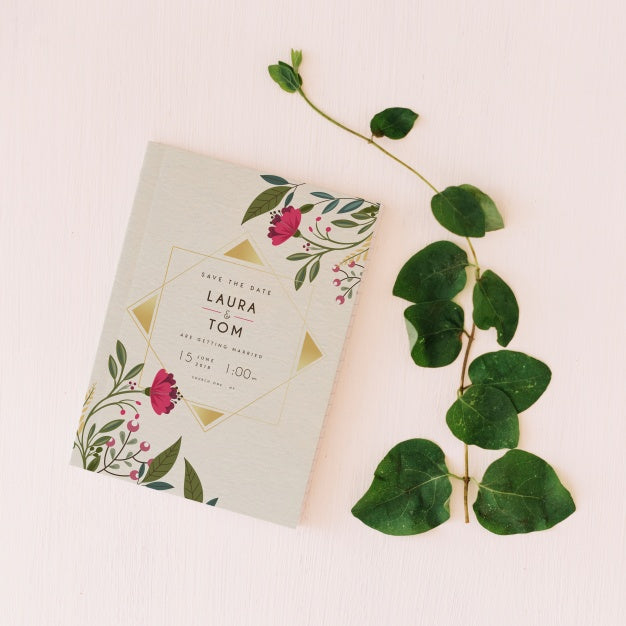 Cover Mockup With Leaves Psd