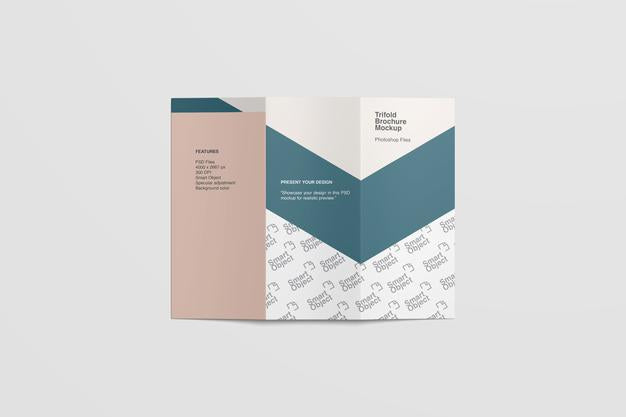 Cover Of Trifold Brochure Mockup Top View Psd