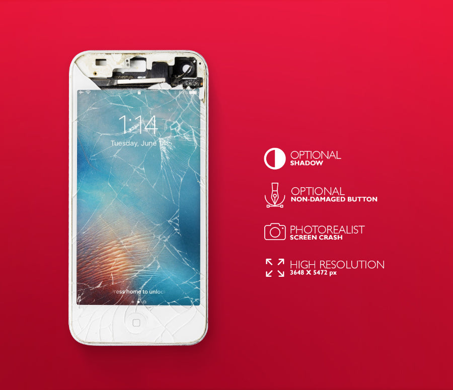 Funny Cracked iPhone Mockup PSD