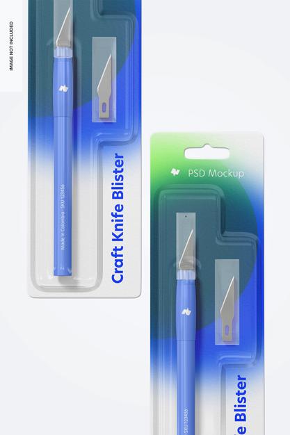 Craft Knife Blisters Mockup Psd
