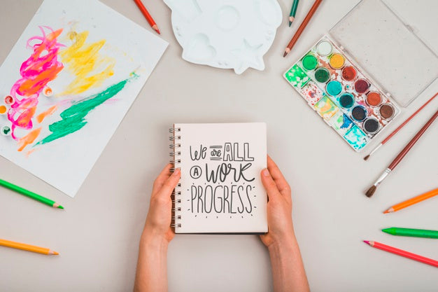 Crafting Tools On Table For Artist Psd