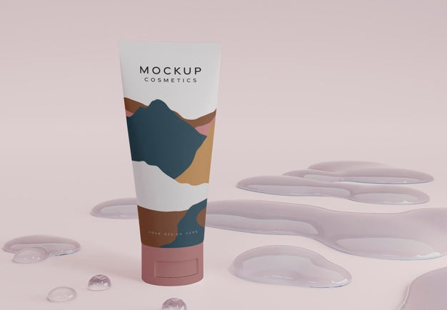 Cream Container And Bubbles Arrangement Psd