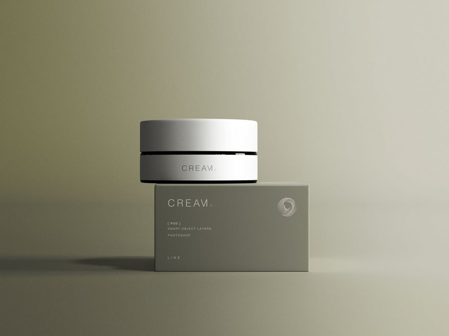 Cream Jar With Box Mockup