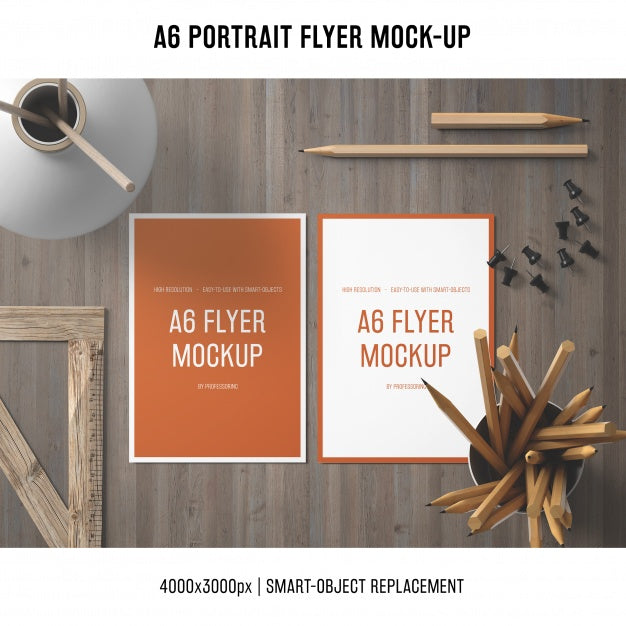 Creative A6 Portrait Flyer Mock-Up Psd