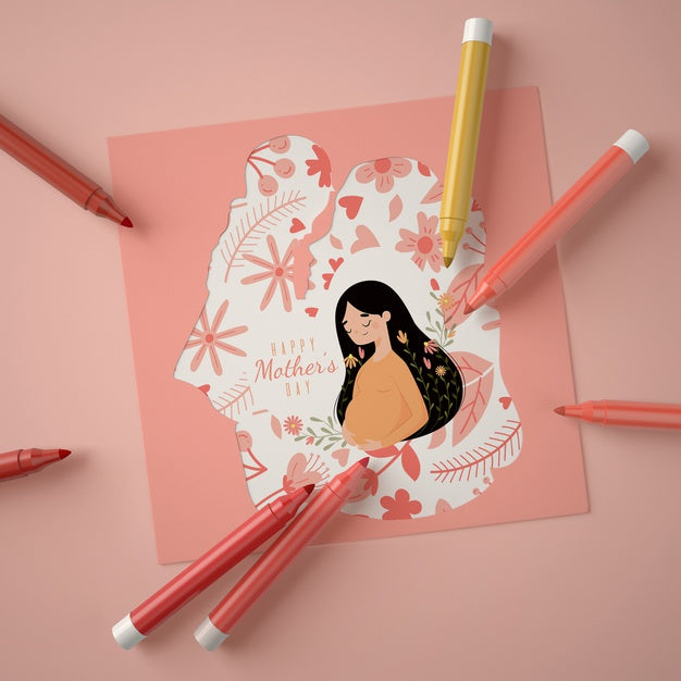 Creative Arrangement For Mother'S Day Scene Creator With Card Psd