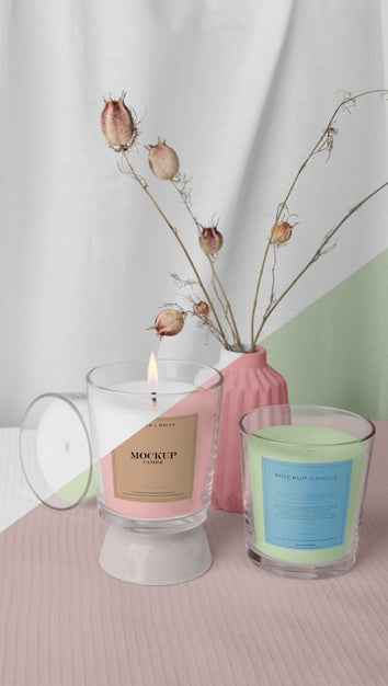 Creative Arrangement Of Mock-Up Candle Packaging Psd