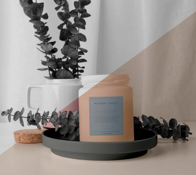 Creative Arrangement Of Mock-Up Candle Packaging Psd