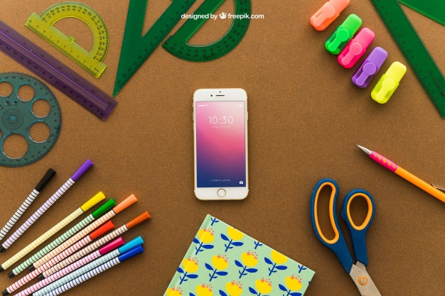 Creative Art Concept With Smartphone And Scissors Psd