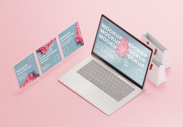 Creative Business Assortment With Laptop Mock-Up Psd