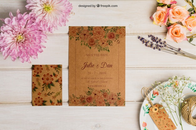 Creative Cardboard Wedding Set Psd