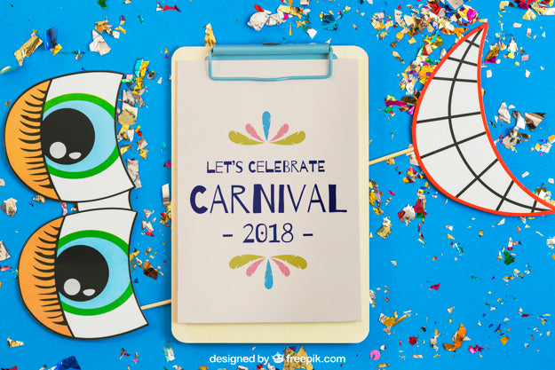 Creative Carnival Mockup With Clipboard Psd