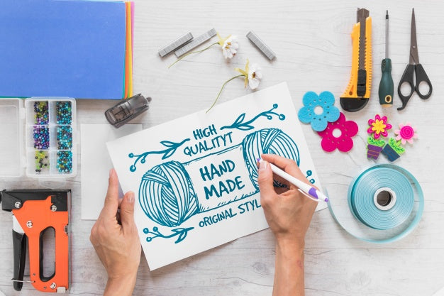 Creative Diy Mockup With Hands Psd