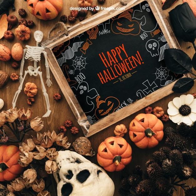 Creative Halloween Mockup With Slate Psd