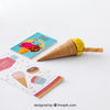 Creative Ice Cream Mockup With Stationery Concept Psd