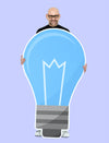 Creative Man With A Blue Light Bulb Symbol