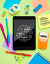 Creative Message On Tablet On Desk Psd